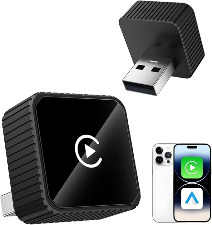 2026 Wireless CarPlay & Android Auto Adapter for iPhone & Android, 2-in-1 Mini Metal Dongle, Plug & Play Auto-Connect, Zero Latency Wireless Car Adapter for OEM Wired Radios (Black)