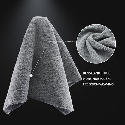 SPTA Microfiber Cleaning Cloth, Car Wash Towels, Terry Streak Free Reusable and Washable Premium Microfiber Towels for Cars, Pack of 12, 16"x16", Grey-MT041