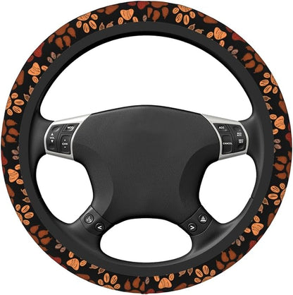Dog Cat Paw Print Steering Wheel Cover Anti-Slip,Sweat Absorption Universal 15 inch Steering Wheel Covers Cute car Accessories for Men Women