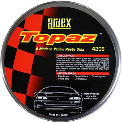 Ardex Topaz Paste Wax 4206 | Professional Car Detailing Paste Wax - Long-Lasting Shine & Protection - 16 oz Can | Made in USA