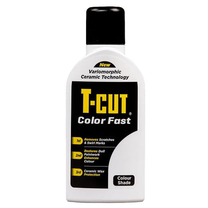 T-Cut Color Fast 3-in-1 Paint Restorer, White - Scratch Remover, Ceramic Car Wax & Color Enhancer - Removes Swirls & Oxidation, 17 oz