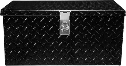 munirater 20 Inch Heavy Duty Black Aluminum Plate Tool Box Truck Bed RV Trailer Toolbox Storage W/Side Handle and Lock Keys 20 x 12 x 9.5in