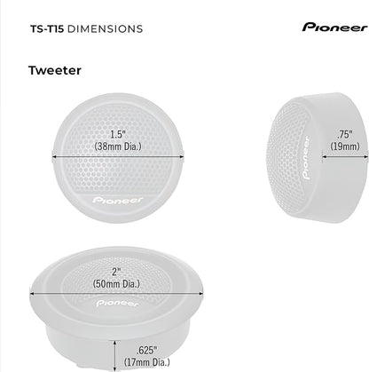 Pioneer TS-T15 3/4" 120 W Max Power, Polyester Fiber Soft Dome - Tweeter (pair)