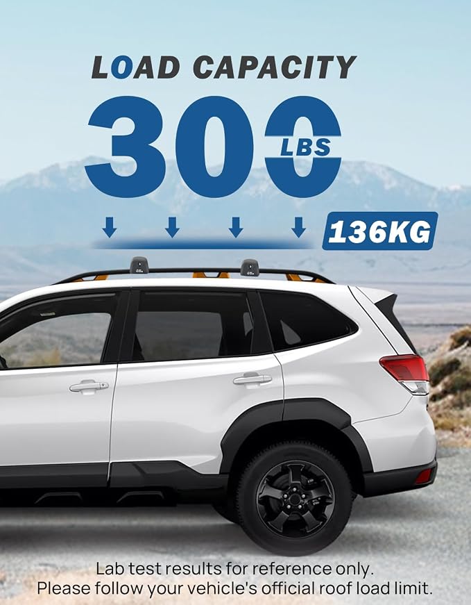 JOYTUTUS Car Roof Rack Cross Bars Compatible with Subaru Forester Wilderness 2022-2026 with Lock, 300LB Aluminum Crossbars for Roof Racks Suitcases Kayaks Canoes Bikes Skis Snowboard