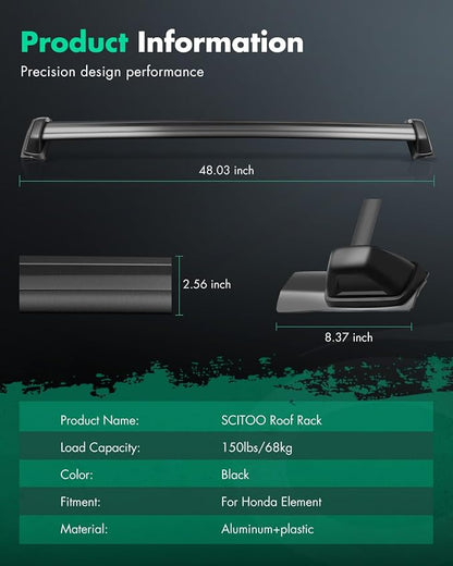 SCITOO Roof Rack Cross Bars Fit for Honda Element 2003 2004 2005 2006 2007 2008 2009 2010 2011,for Rooftop Cargo Carrier Bag Basket Luggage Kayak Canoe Bike Snowboard Skiboard