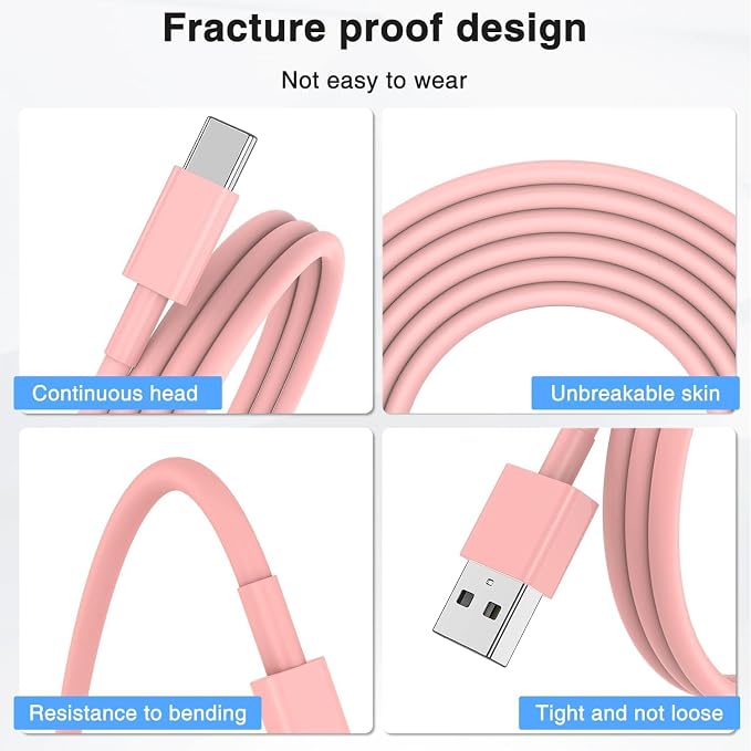 3 Pack Car Carplay Cable for iPhone 16 15 Pro Max 15 Plus Car Charger, 6FT USB to USB C Cable for Car Charger Adapter, Carplay USB C Cord Accessories Charging for iPad 10th Gen/iPad Pro Air 5th-Pink