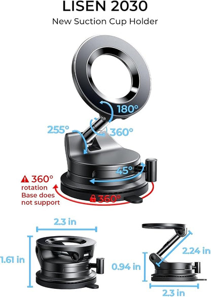 LISEN 2 Pack for Magsafe Car Mount, Magnetic Phone Holder for Car, Strong Magnetic Car Phone Mount, 89 LBS Suction Phone Mount Vacuum, Dashboard Gifts Phone Holders for Your Car Mount for iPhone 17