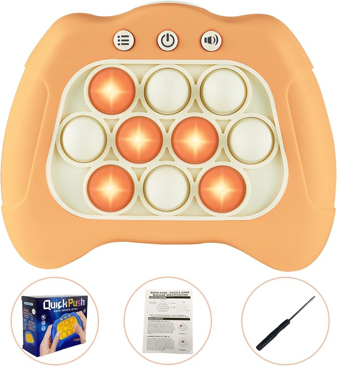 Intoypad Pop The Target! Handheld Speed Push Game Machine: A Fun Multiplayer Game for Family. Sensory Fidget Toy Christmas Toys Gifts for 6 7 8 9 10 11 12 Years Old Kids Road Trip Car Games Orange