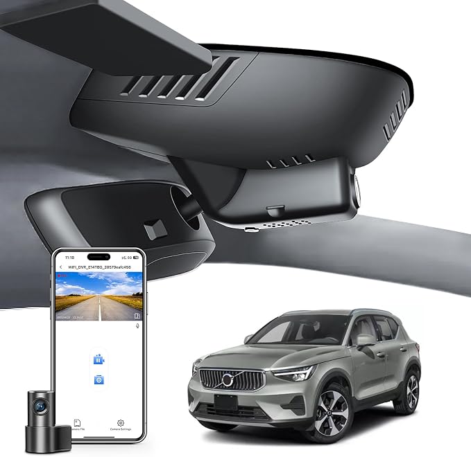 Mangoal Front 4K & Rear 1080P Dash Cam Custom forXC40 2023-2026 & XC40 Recharge 2021-2024(Model B),B4 B5 T4 T5 P8 Accessories,Integrated OEM Look,UHD 2160P Video,WiFi & App,Easy to Install,128GB Card