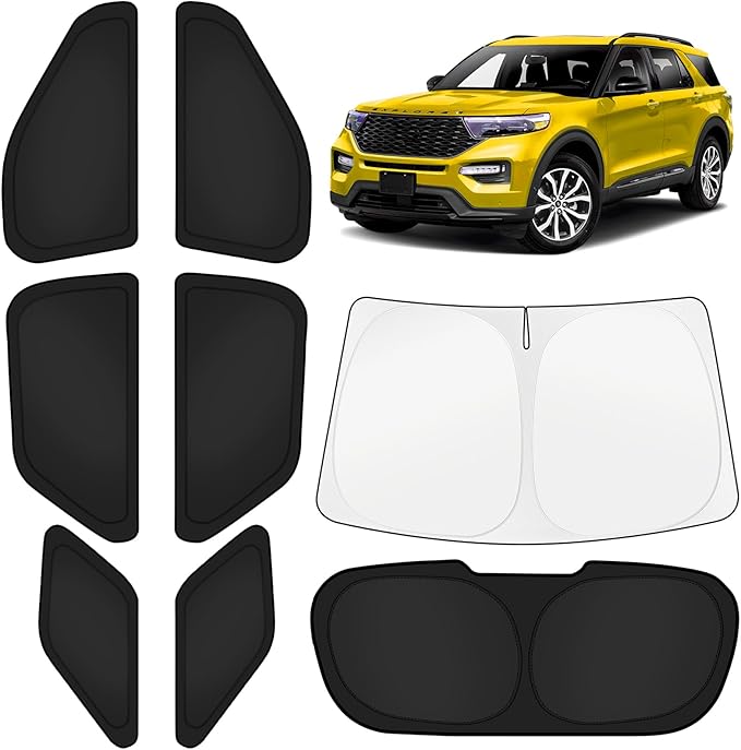 KUST Car Window Shades for Ford Explorer 2020-2025 2026 Windshield Sun Shade Side Window Cover UV Block Privacy Protection Explorer Accessories for Camping Blackout Rear Back Full Set 8PCS