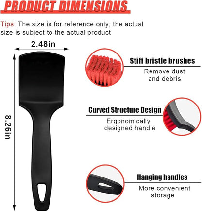 ZIMISI 8.3×2.5 Inch Car Wash Brush, Soft Bristle Short Handle Carpet Cleaning Brush, Scrub Brush for Floor Mats, Tires, Automotive Wheel Bushes for Vehicle Interior & Home (Red)