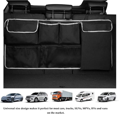 IHOTDER Large Capacity Car Trunk Organizer,Six Pockets Trunk Storage Organizer with Adjustable Straps,Wear-Resistant Oxford Fabric Hanging Trunk Organizer for Car Truck SUV