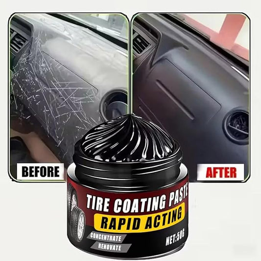 Premium Tire Coating & Trim Restorer: Bring Back the Original Deep Black Shine to Rubber and Plastic, Tire Coating Paste Rapid Acting, Tire Ceramic Coating Paste, with Sponge (2pcs)
