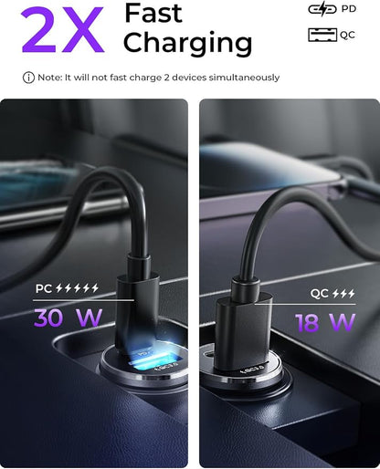 LISEN 54W Car Phone Charger USB C, Cigarette Lighter Adapter, Car Accessories for iPhone, USB C Car Charger Adapter USBC Type C 12v, Fit for iPhone 16, 15, 14, 13 Samsung Google iPad Android, Orange | Cigarette Lighter Charger, USB C Car Charger Fast C...