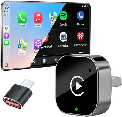 2-in-1 Wireless CarPlay Android Auto Adapter, 5.8GHz Wireless Adapter for Factory Wired CarPlay/Android Auto Cars, USB-A/USB-C, Mini Compact Design
