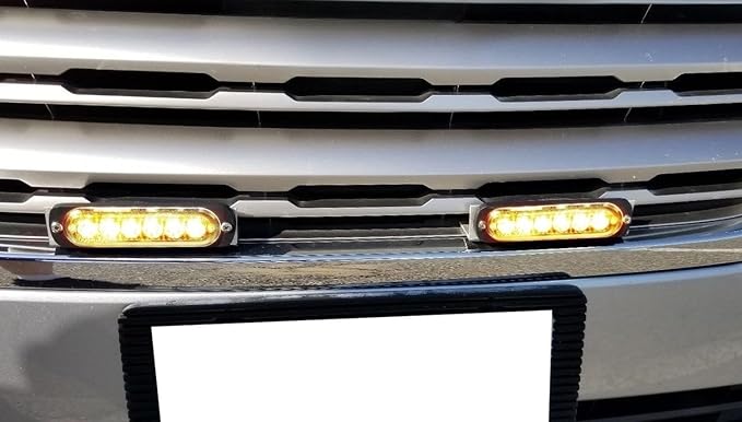 iJDMTOY Super Slim Flush Mount 6-LED Daytime Running Light/Auxiliary Driving Lighting Kit Compatible with Truck SUV Grille or Bumper Mount, Amber Yellow