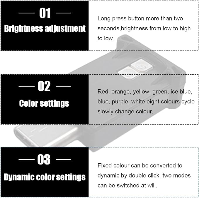 povtii USB Type C LED Ambient Light, Mini 8 Colors RGB LED Light, Adjustable Brightness Interior Atmosphere Lamp for Automotive, Home, Laptop, Lighting Parts Car Accessories