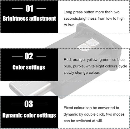 povtii USB Type C LED Ambient Light, Mini 8 Colors RGB LED Light, Adjustable Brightness Interior Atmosphere Lamp for Automotive, Home, Laptop, Lighting Parts Car Accessories