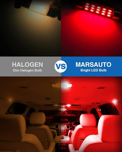 Marsauto 578 LED Bulbs 211-2 212-2 C5W Festoon Red 2835 Chipsets for Interior Dome Map Door Lights Bulbs, 41mm 42mm 569 6411 6451 2835 Chipsets LED Light 1.65inch RV Exterior Lighting (Pack of 4)