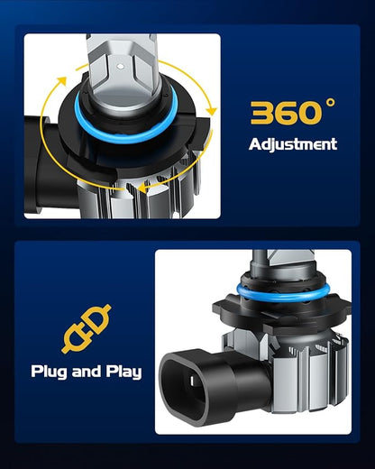 Laxmas HB3 and 9006 Bulbs Combo 56,000LM Brightest Fog Light, Wider Driving Vision, 6500K Cool White, 9005 and HB4 Driving Bulbs, Plug and Play, Pack of 4