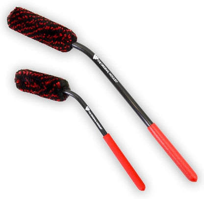 Detail King Woolie Caliper Brush Kit - 12" & 18" - Red Handles - Gain Access to The Back of Wheels - Polypropylene Fibers