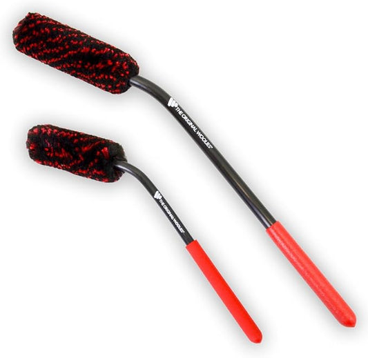 Detail King Woolie Caliper Brush Kit - 12" & 18" - Red Handles - Gain Access to The Back of Wheels - Polypropylene Fibers