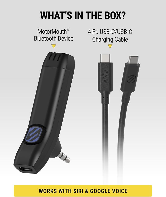 Scosche BTAXS3 Hands-Free Audio Kit, Bluetooth Receiver for Car Stereo with Noise Cancellation, 3.5mm AUX Bluetooth Adapter for Car Radio, Compatible with Siri/Google Assistant Voice Command