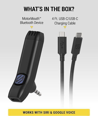 Scosche BTAXS3 Hands-Free Audio Kit, Bluetooth Receiver for Car Stereo with Noise Cancellation, 3.5mm AUX Bluetooth Adapter for Car Radio, Compatible with Siri/Google Assistant Voice Command