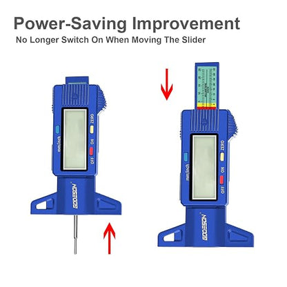GODESON Tire Tread Depth Gauge, Digital Tire Tread DepthGauge in Inch/MM with Large LCD Display and Tire Tread Depth Measuring Tool for Cars,Trucks,Moto(Blue)
