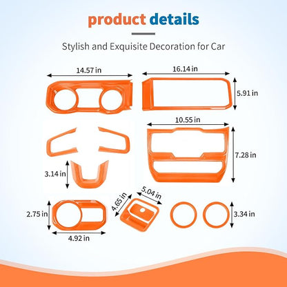JeCar 11pcs Orange Interior Trim Kit for 2024 2025+ Jeep Wrangler JL JLU & Gladiator JT