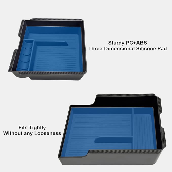 JVMA Expanded Center Console Organizer Tray & Armrest Organizer Upgrade | for Tesla Model Y YL Juniper 2026 2025 & Tesla Model 3 Highland 2026-2024 Accessories Smooth Slide Fitted Silicone US Patent