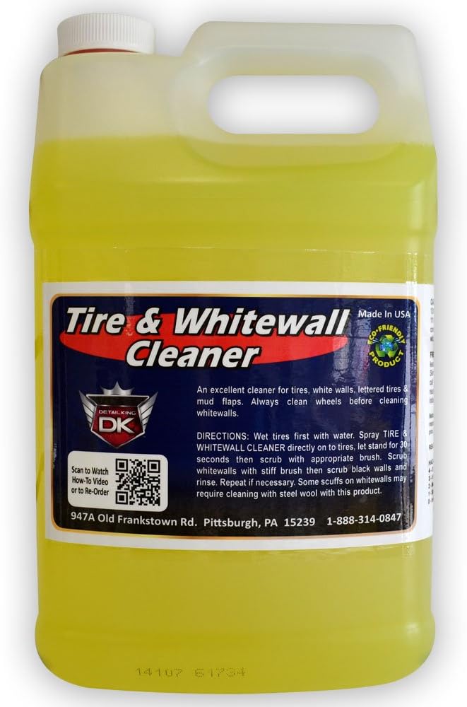 Detail King Tire and Whitewall Cleaner - Contains Darkening Agent - For Use Before Applying Tire Dressing - Gallon