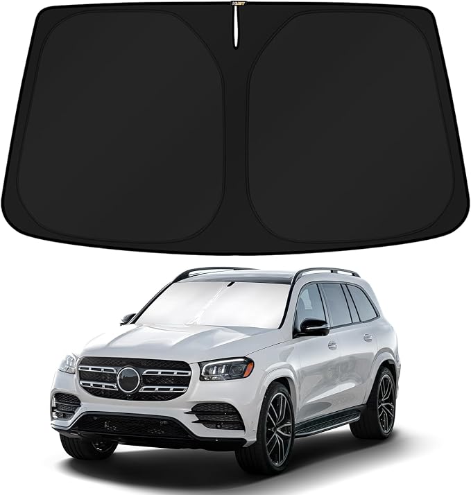 KUST Windshield Sun Shade for 2020-2025 2026 Mercedes-Benz GLS-Class SUV Accessories Custom Fit Sunshade Sun Visor Protector Foldable Blocks UV Rays Keep Car Cooler