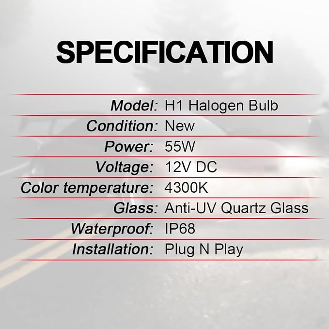 WinPower H1 Halogen Headlight Bulb, Super Bright Warm White 55W 4300K Car High Low Beam Fog Light Replacement Lamp, Pack of 2