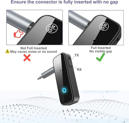 2 Pack Aux Bluetooth Adapter for Car, 2 in 1 Bluetooth 5.3 Transmitter Receiver for Headphones Car Home Audio Speaker, Portable 3.5mm Wireless Audio Receiver, Hands-Free Call