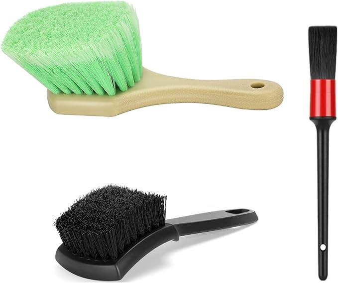 Fitosy Wheel Rim & Tire Brush Set, Soft & Stiff Bristle Wash Cleaning Supplies Kit for Car Body Exterior Surface, Carpet, Truck,SUV,RV,Motorcycle