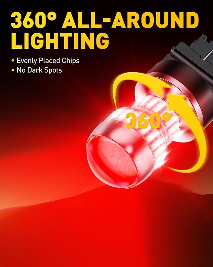 AUXITO LED Brake Tail Light Bulbs 3156 3157 LED Bulb Red Super Bright 3056 3057 3047 4057 Led Bulbs for Tail Stop Brake Signal Parking Lights, Brilliant Red