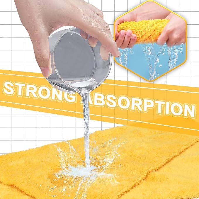 Car Wash Towels 16x16 - Coral Fleece, Yellow 6-Pack | 450gsm thick coral fleece. Highly absorbent, lint & scratch-free for auto detailing, washing, and home cleaning.