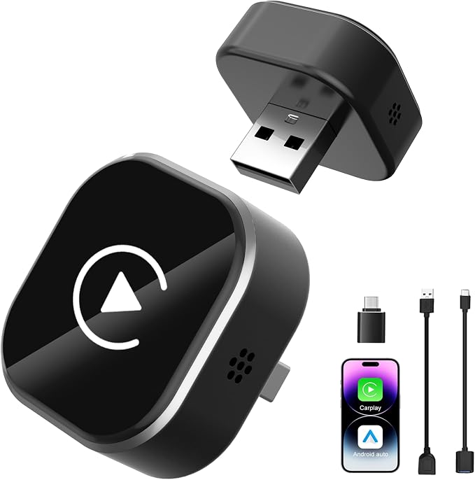 Wireless CarPlay & Android Auto Adapter: 2026 Upgraded Mini Plug & Play CarPlay Dongle - Convert Wired to Wireless - Fast Stable Connection, No Delay for for iOS 10+ & Android 11+, 2017+ Cars