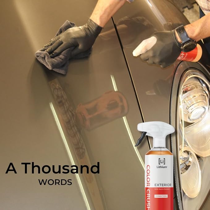 Lithium Color Crush Car Detailing Spray - Instant, Long Lasting Deep Glossy Shine - Hydrophobic Premium Car Detailing Supplies Infused with Si02 Stackable Color Enhancing Technology