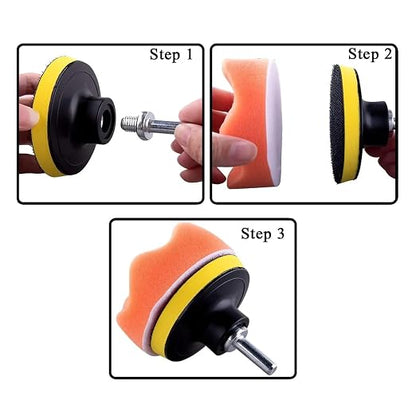 10 Pcs 3 Inch Polishing Pad Foam Drill Sponge Buffing Pads 80mm Flocking Car Buffer for Detail Polisher Waxing Cleaning(Wave Blue)