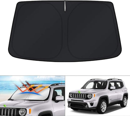 KUST Windshield Sun Shade for 2015-2024 Jeep Renegade Accessories Sunshade Window Shade Sun Visor Protector Foldable Blocks UV Rays Keep Your Car Cooler
