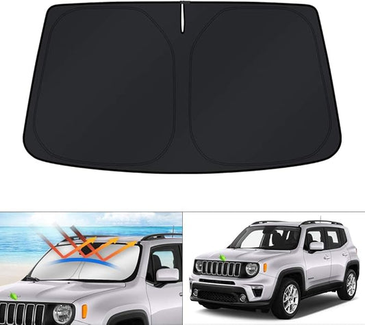 KUST Windshield Sun Shade for 2015-2024 Jeep Renegade Accessories Sunshade Window Shade Sun Visor Protector Foldable Blocks UV Rays Keep Your Car Cooler