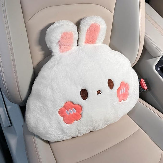 Cartoon Car Seat Cushion Lumbar Support Pillow and Neck Pillow, Cute Car Seat Pillow Headrest Pillow Back Support for Driving Fatigue Relief,for Office Chair Truck SUV (Rabbit Lumbar)