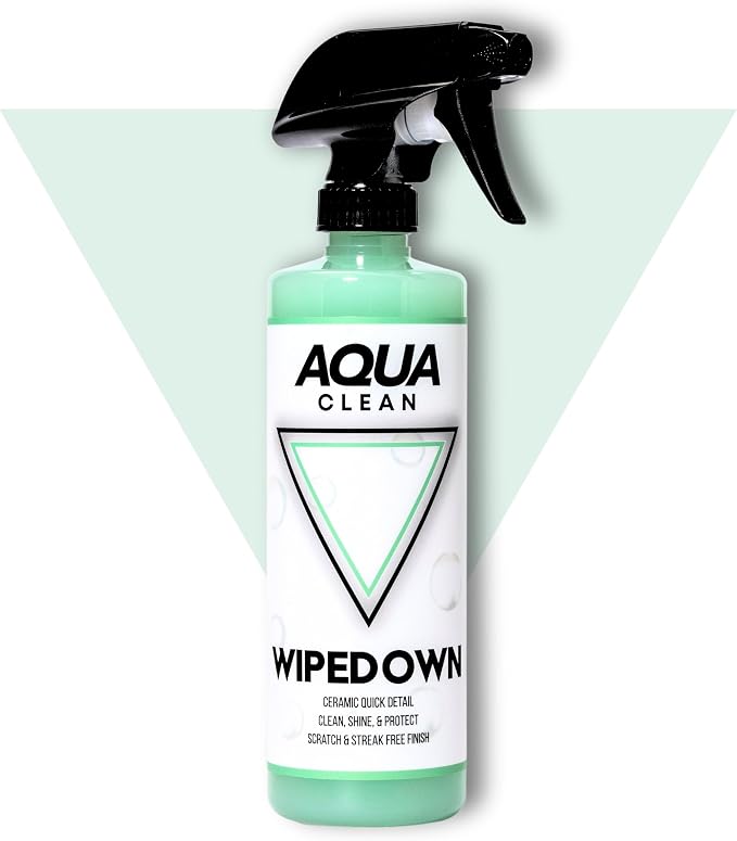 AquaClean WIPEDOWN Ceramic Quick Detailer Spray & Waterless Wash | SiO2 Hydrophobic Coating | Car, Truck, Boat, RV, Motorcycle & Off-Road | UV Protection | Shine & Protect | USA Made | 16oz