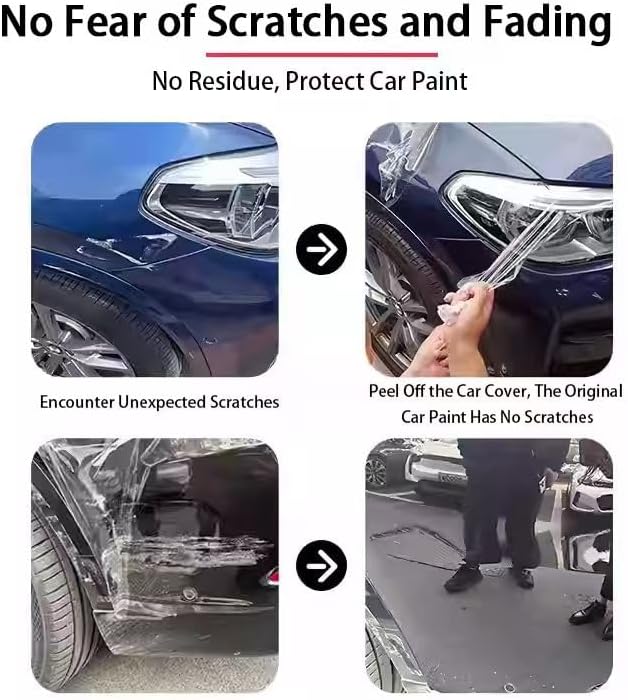 TPU Paint Protection Film PPF, Self-Healing Car Clear Bra with UV Resistance, 7.5MIL,Anti-Corrosion & Hydrophobic Coating, Anti-Oxidation, Gloss Enhancement. (59.8inchX39inch)