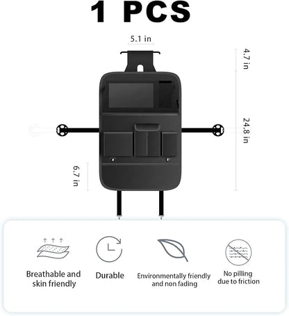 XDV Car Seat Organizers,Multi-functional Back Seat Protectors, Storage Pouches, and Tray Holders (for Cars, Kids, Seat Back and Rear Seats) (Plain Black, 1 Pcs)