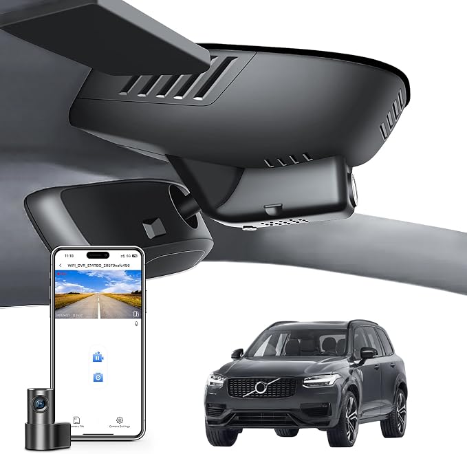 Mangoal Front 4K & Rear 1080P Dash Cam Custom for Volvo XC90 2023 2024 2025 2026(Model B),B5 B6 T8,Integrated OEM Look,UHD 2160P Video,WiFi & App, Loop Recording, Easy to Install, GPS, 128GB Card