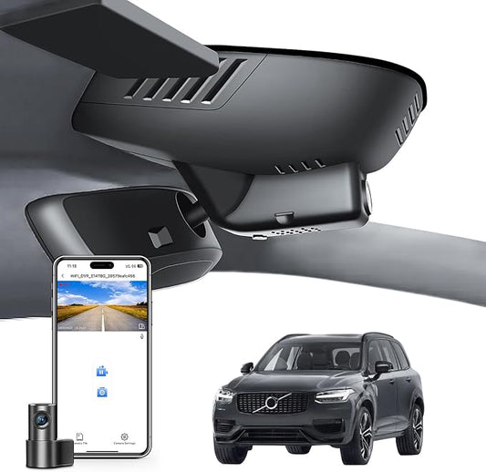 Mangoal Front 4K & Rear 1080P Dash Cam Custom for Volvo XC90 2023 2024 2025 2026(Model B),B5 B6 T8,Integrated OEM Look,UHD 2160P Video,WiFi & App, Loop Recording, Easy to Install, GPS, 128GB Card