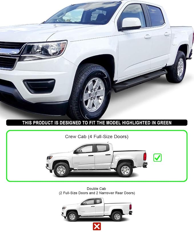 APS 6.5in Side Armor Stainless Steel Running Boards Compatible with Chevy Colorado GMC Canyon 2015-2026 Crew Cab (Nerf Bars Side Steps Side Bars)